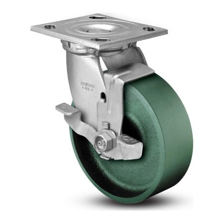 Colson Colson 4 Series Swivel Plate Caster 4.06109.139 BRK7 Cast Iron Top Lock Brake 6" Dia. 1200 Lb. 4.06109.139 BRK7